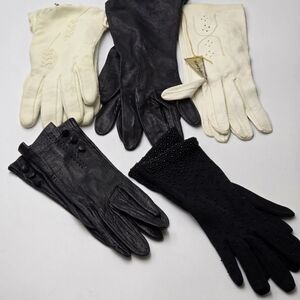 VTG Lot  5 Pairs of Ladies Gloves Leather & Beaded Nylon,El Corte Ingles,Altman